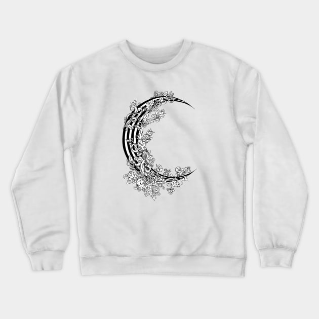 Striped Floral Moon Crewneck Sweatshirt by NicoleWhelan